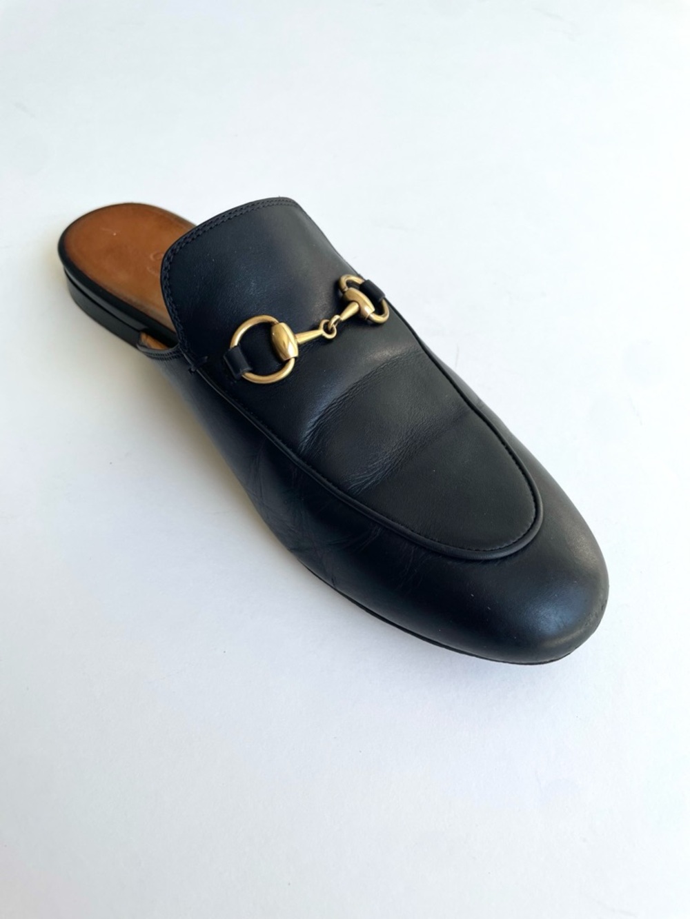 Gucci Princetown Horsebit Mule Loafer Black Leather Slip On Flats EU 37.5 US 7.5 - Picture 12 of 15